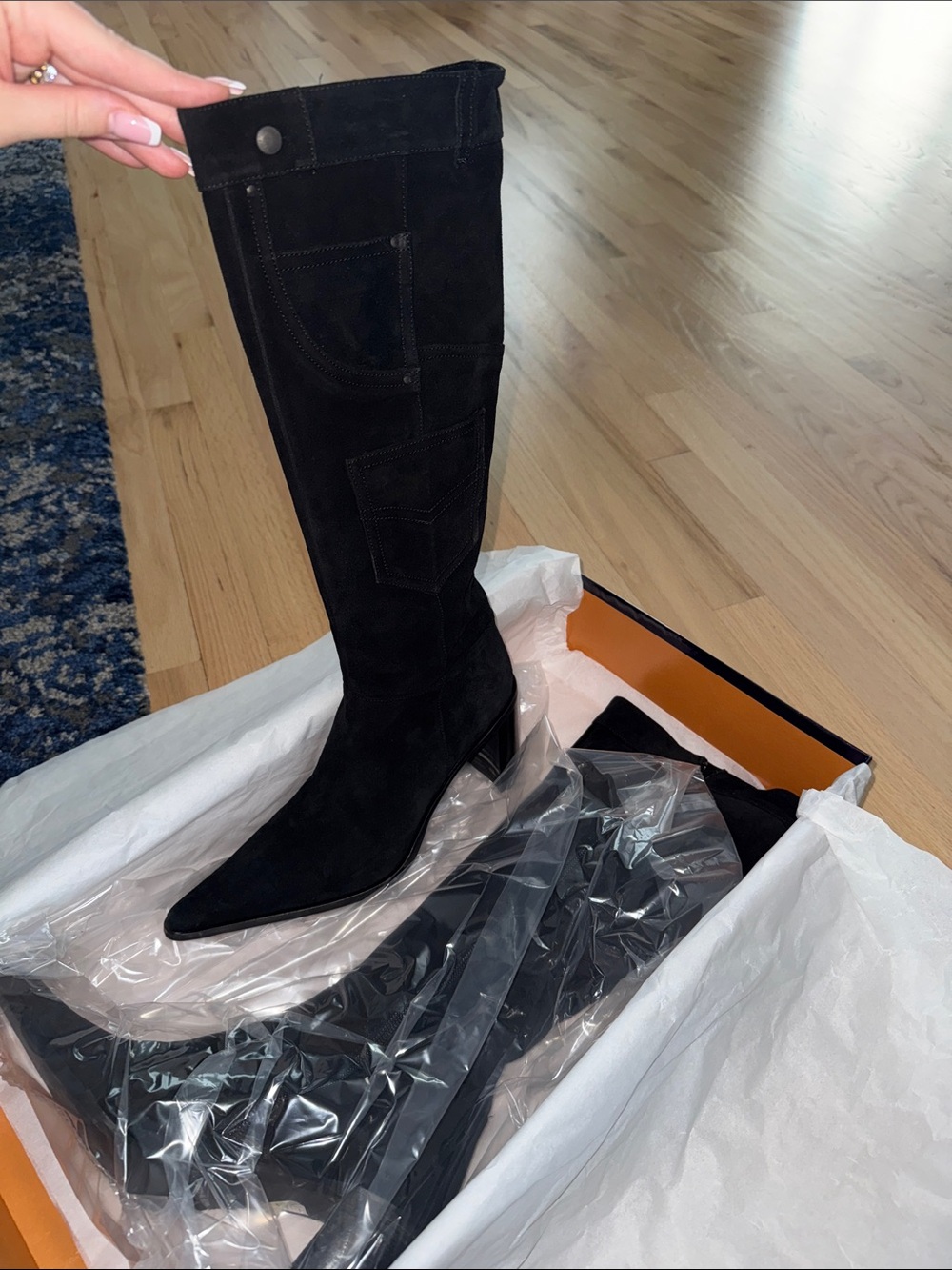 Fru.it Black Suede Knee-High Boots Women